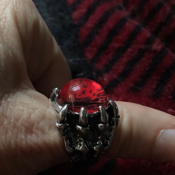 Vintage-Style Punk Large Red Dragon Eye Silver Alloy Adjustable Ring H217 - Picture 5 of 16